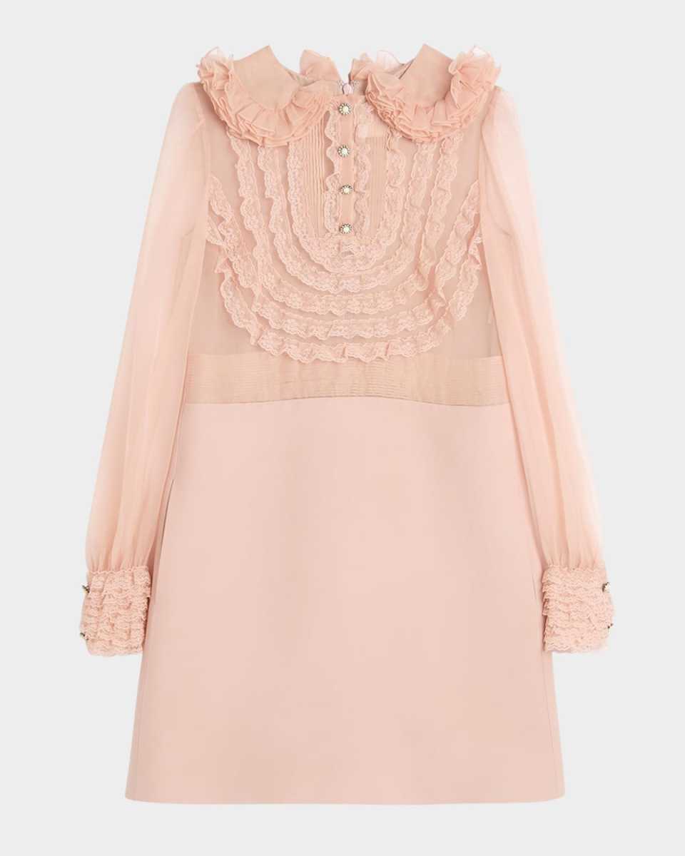 Peter Pan Collared Ruffle Bib Mini Dress